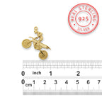 Мотокрос – Мъжки спортен медальон от сребро 925 с позлатено покритие – Ръчно изработено спортно бижу – Идеален подарък за мъж, фен на мотокроса – SSJ