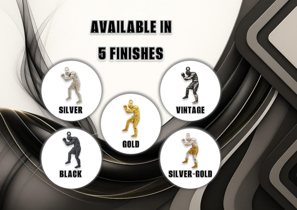 Боксьор – Мъжки спортен медальон за бойци, боксьори и MMA атлети от сребро 925 с оксидирано покритие – Ръчно изработено бижу талисман за бойни изкуства – SSJ