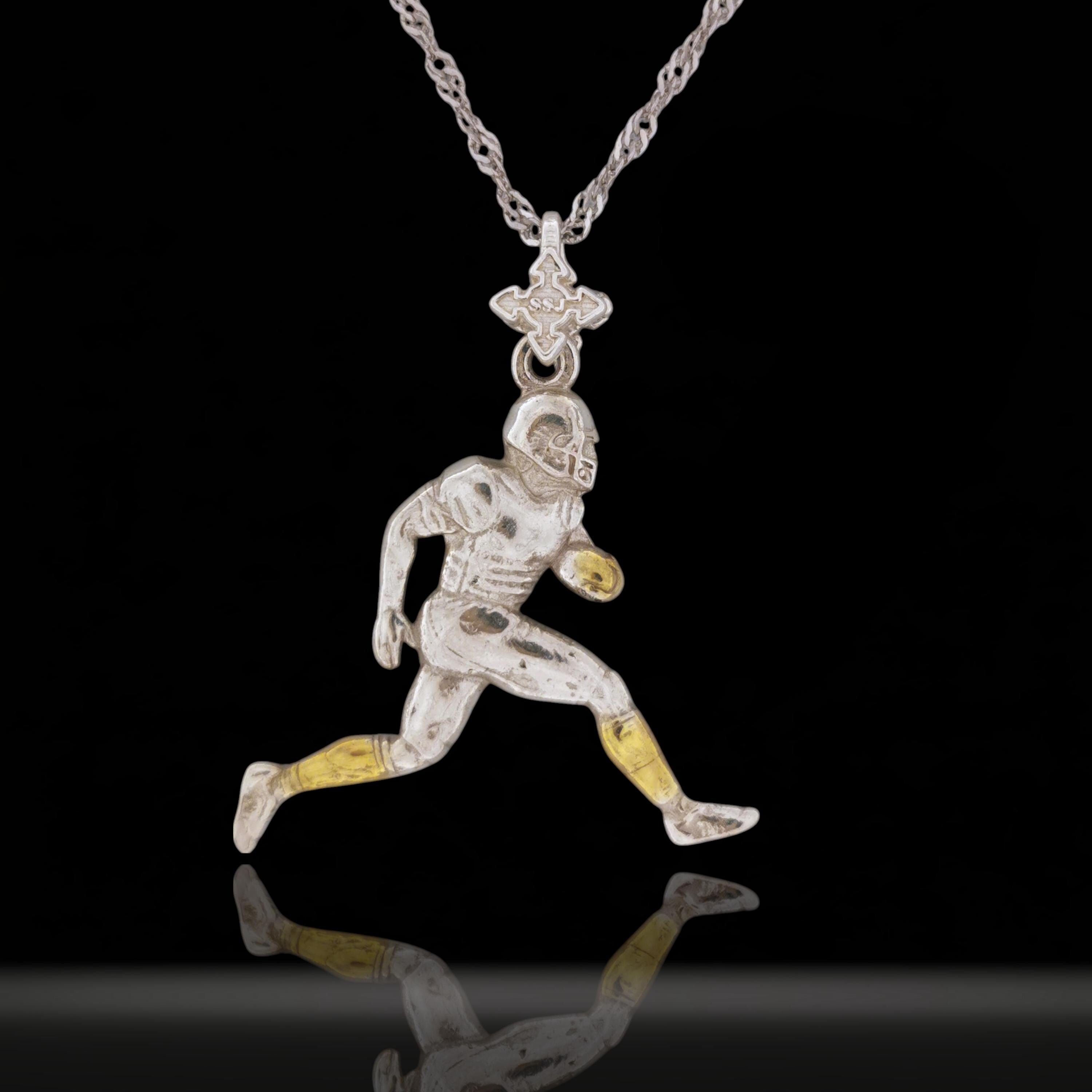 Сребърен мъжки медальон 925 американски футбол | Играч с топка