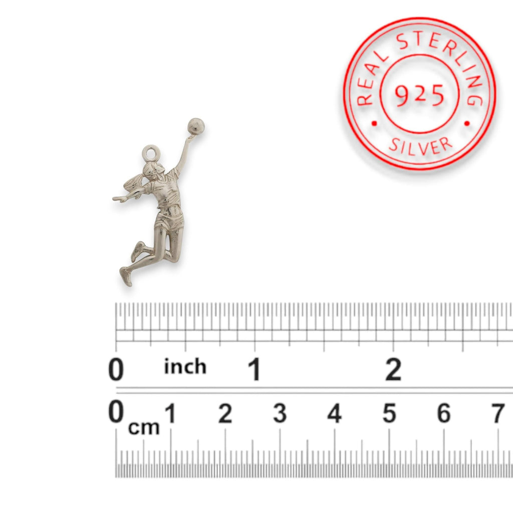 Волейболистка – Женски спортен медальон от класическо сребро 925 – Ръчно изработено бижу/талисман – Идеален подарък – SSJ