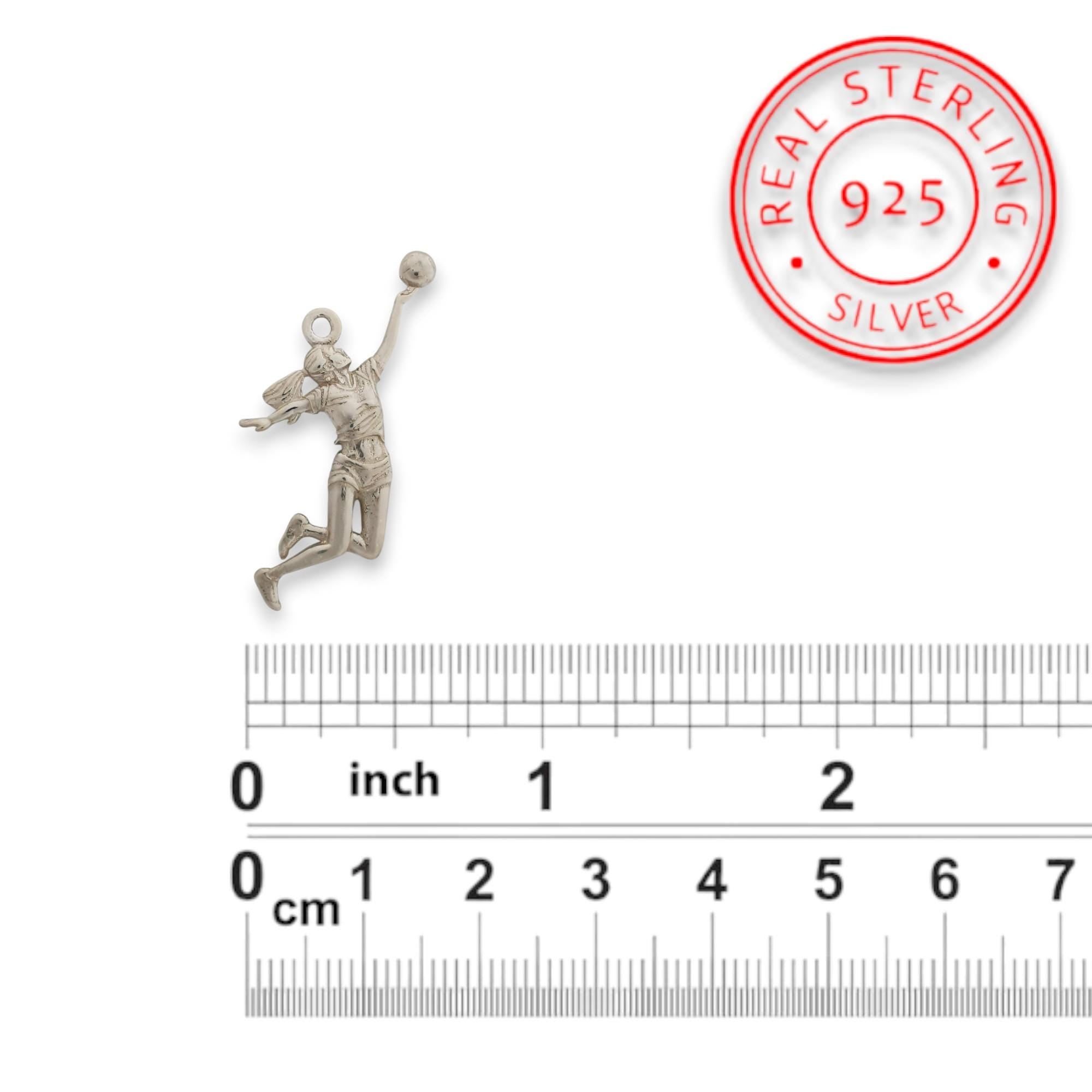 Волейболистка – Женски спортен медальон от класическо сребро 925 – Ръчно изработено бижу/талисман – Идеален подарък – SSJ