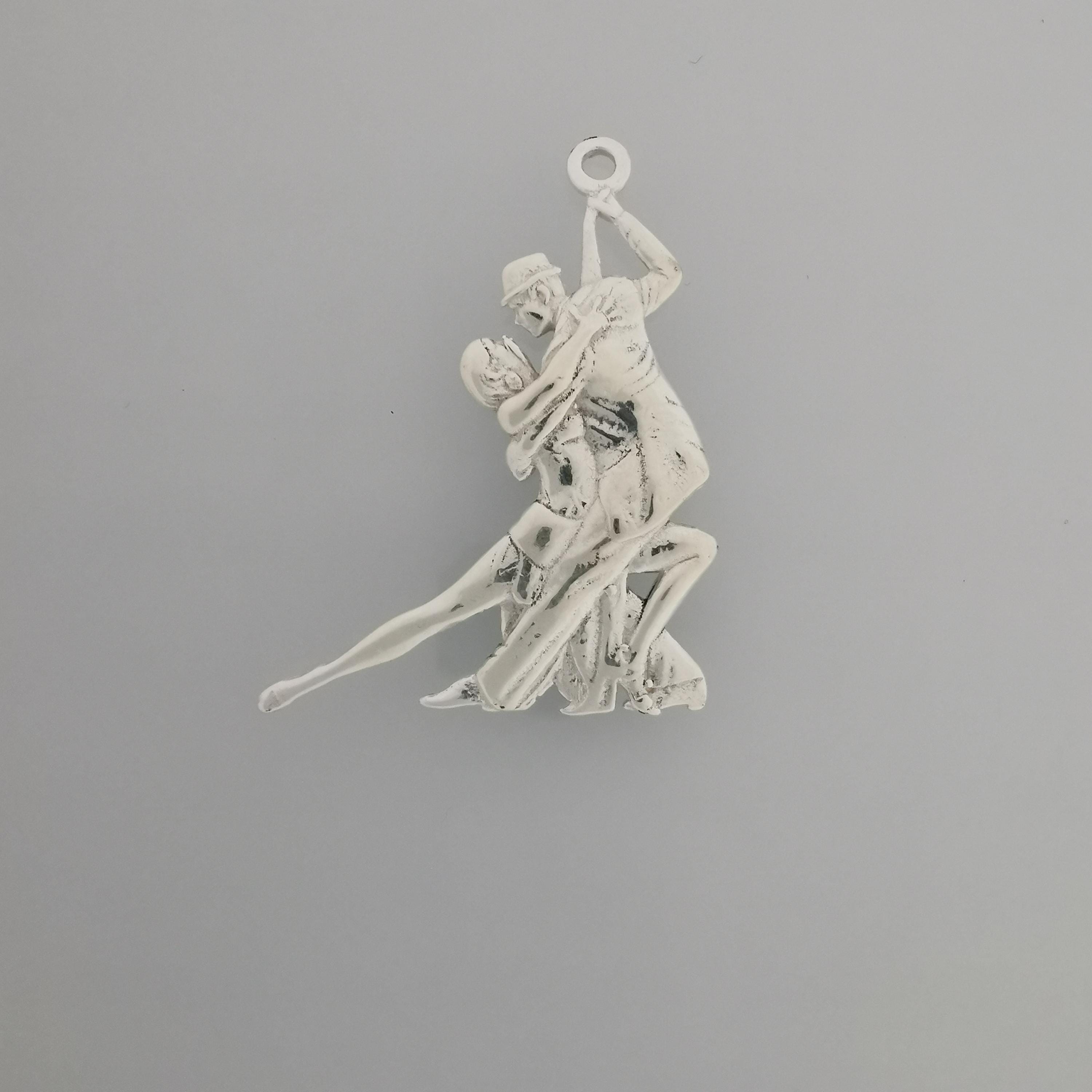 Аржентинско танго – Унисекс спортен медальон от сребро 925 в класическо сребро – Ръчно изработено спортно бижу – Идеален подарък за жена, фенка на спортните танци – SSJ