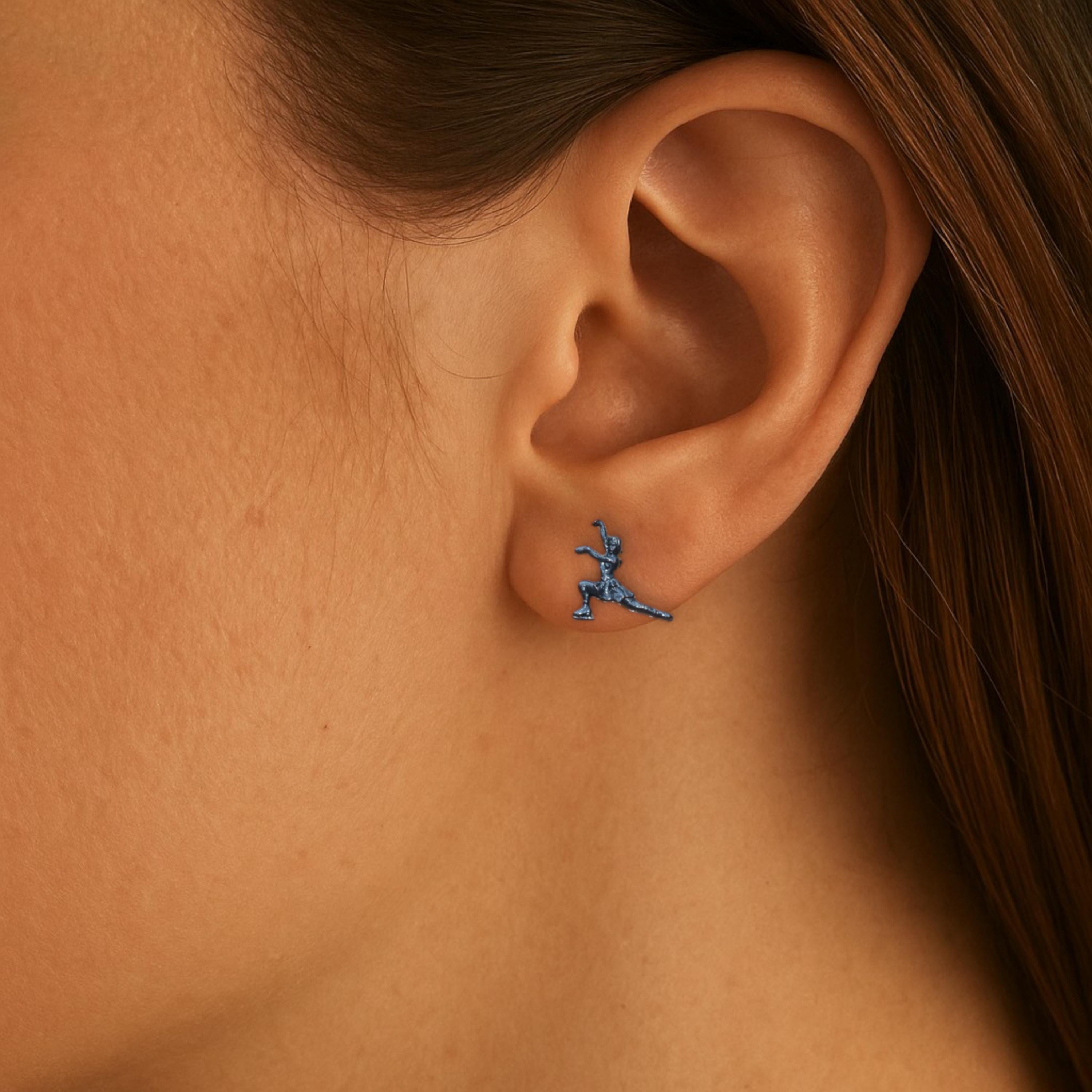 Фигурно пързаляне – Дамски обеци от сребро 925 с оксидирано покритие – Ръчно изработени спортни бижута – Идеален подарък за жена, фенка на фигурното пързаляне – SSJ