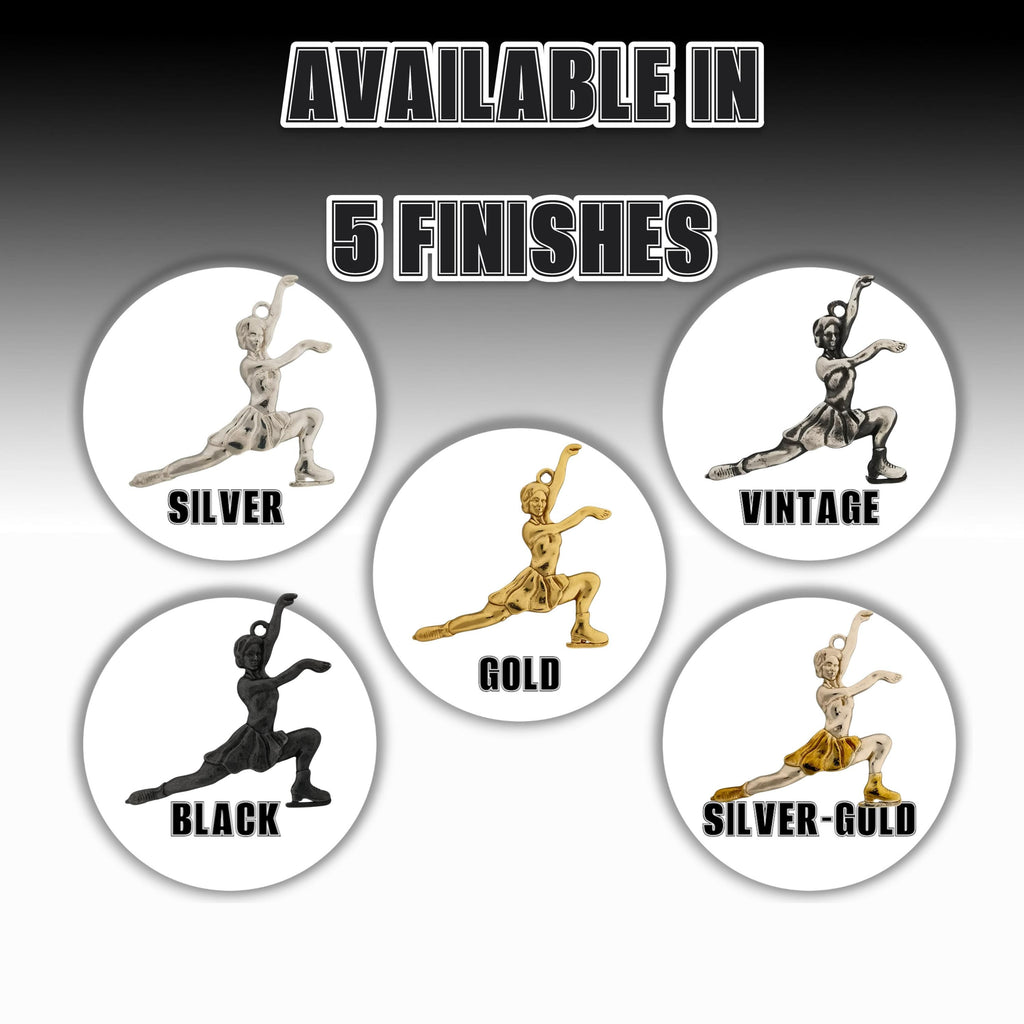 Фигурно пързаляне – Дамски спортен медальон от сребро 925 в класическо сребро – Ръчно изработено спортно бижу – Идеален подарък за жена, фенка на фигурното пързаляне – SSJ