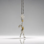 Художествена гимнастика (съчетание с топка) – Дамски спортен медальон от сребро 925 с частично позлатено покритие – Ръчно изработено спортно бижу – Идеален подарък за жена, фенка на художествената гимнастика – SSJ