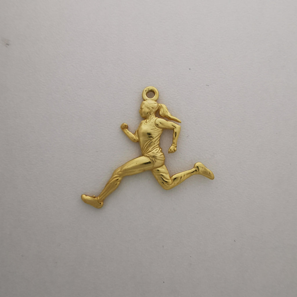 Атлетка – Женски спортен медальон за бегачки, спринтьорки и маратонки от сребро 925 с позлатено покритие – Ръчно изработено бижу талисман за лекоатлетки – SSJ