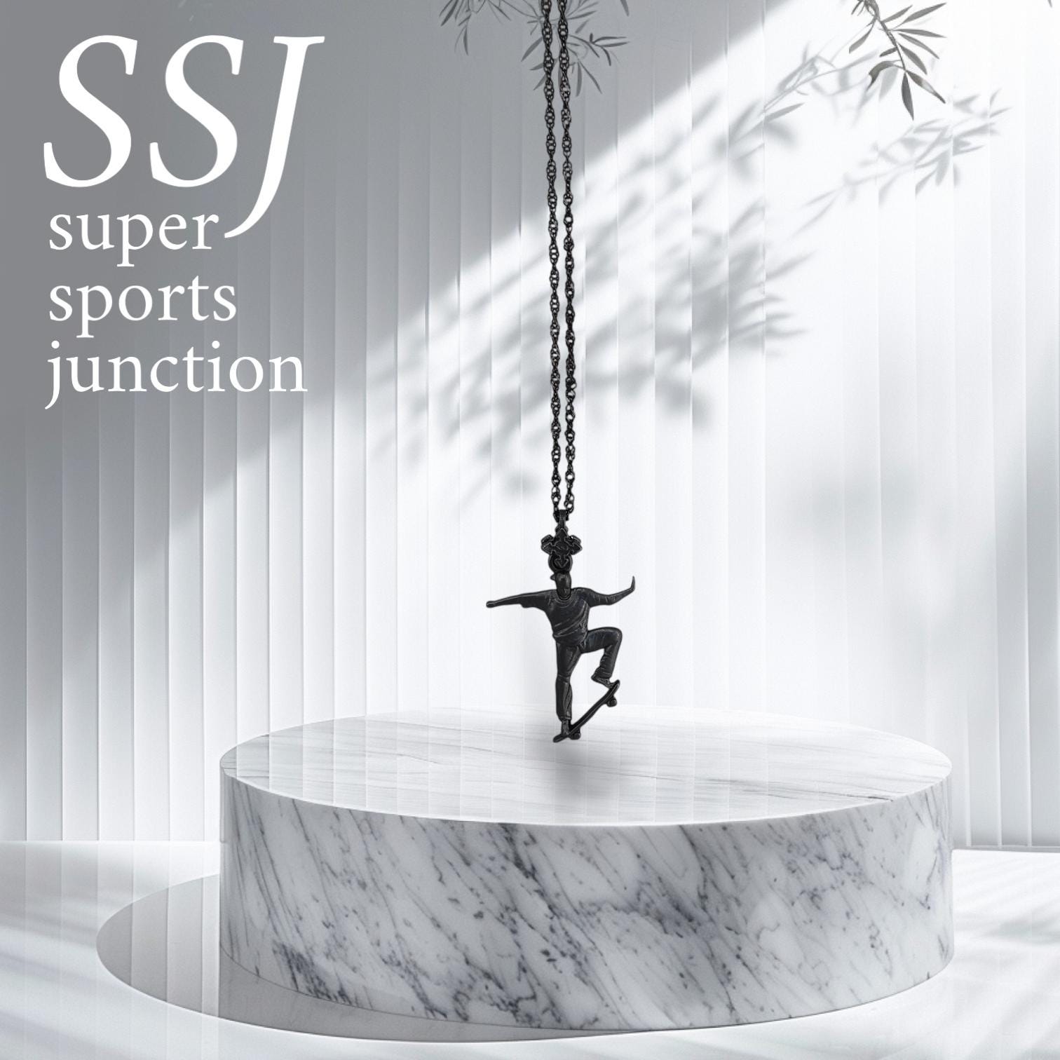 Скейтбордист – Мъжки спортен медальон от сребро 925 с оксидирано покритие – Ръчно изработено спортно бижу – Идеален подарък за мъж, фен на скейтборда – SSJ