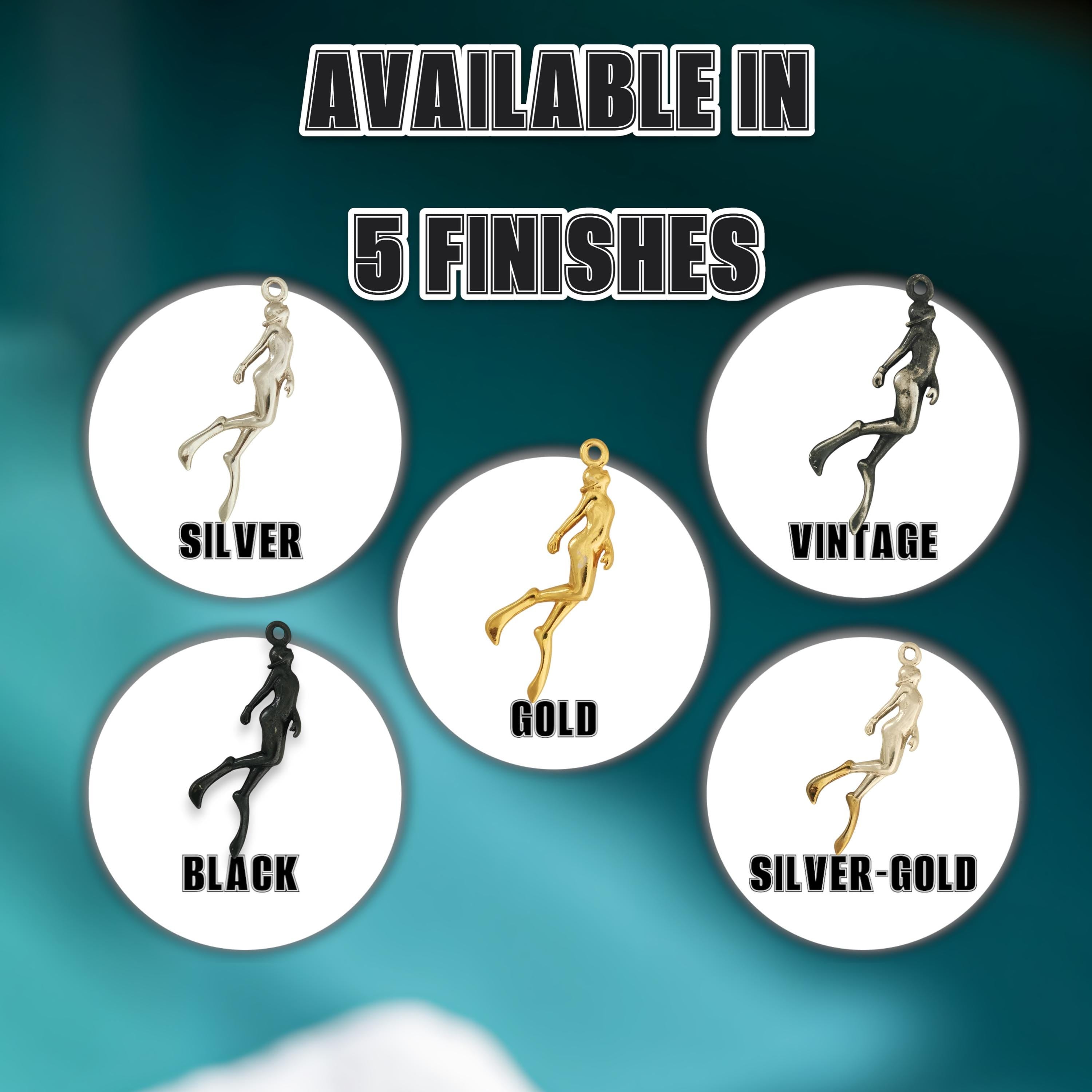 Гмуркач – Дамски медальон Водолаз от сребро 925 с винтидж покритие – Ръчно изработено бижу Дайвинг за любителки на морето и подводните спортове – SSJ