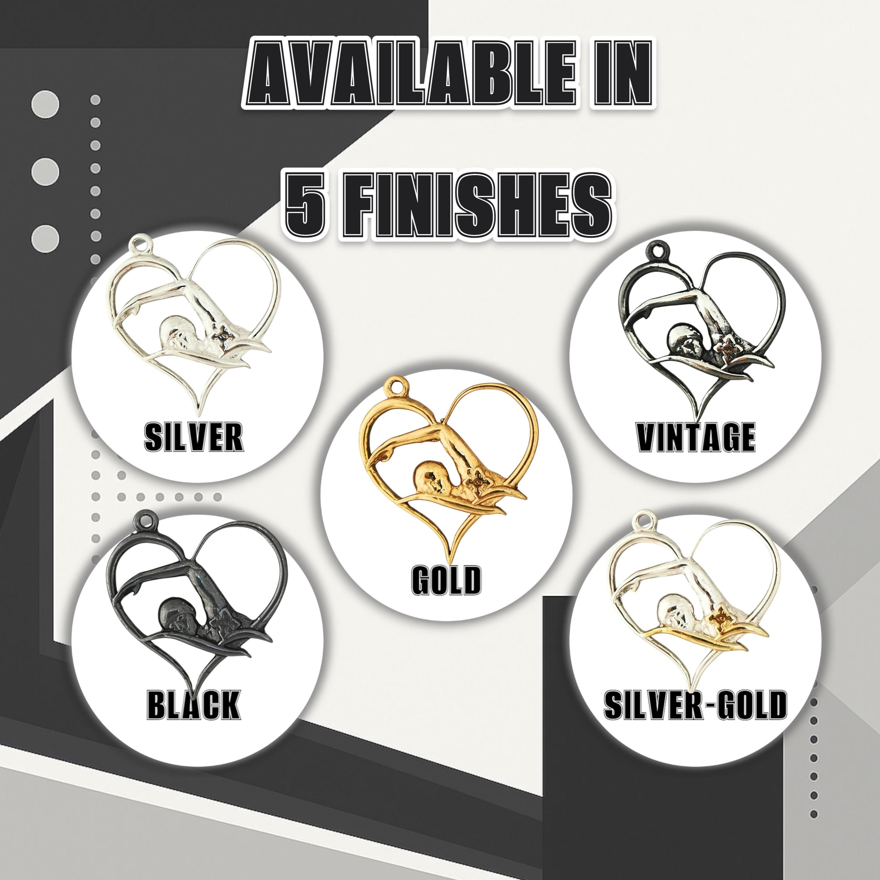 Любов към плуването – Дамски спортен медальон от сребро 925 с позлатено покритие – Ръчно изработено спортно бижу – Идеален подарък за жена, фенка на плуването – SSJ