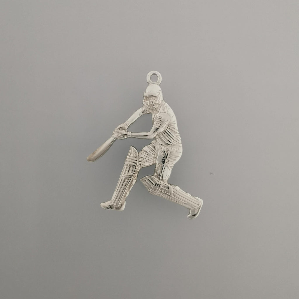 Крикет – Мъжки спортен медальон от класическо сребро 925 – Ръчно изработено бижу/талисман – Идеален подарък за спортист – SSJ