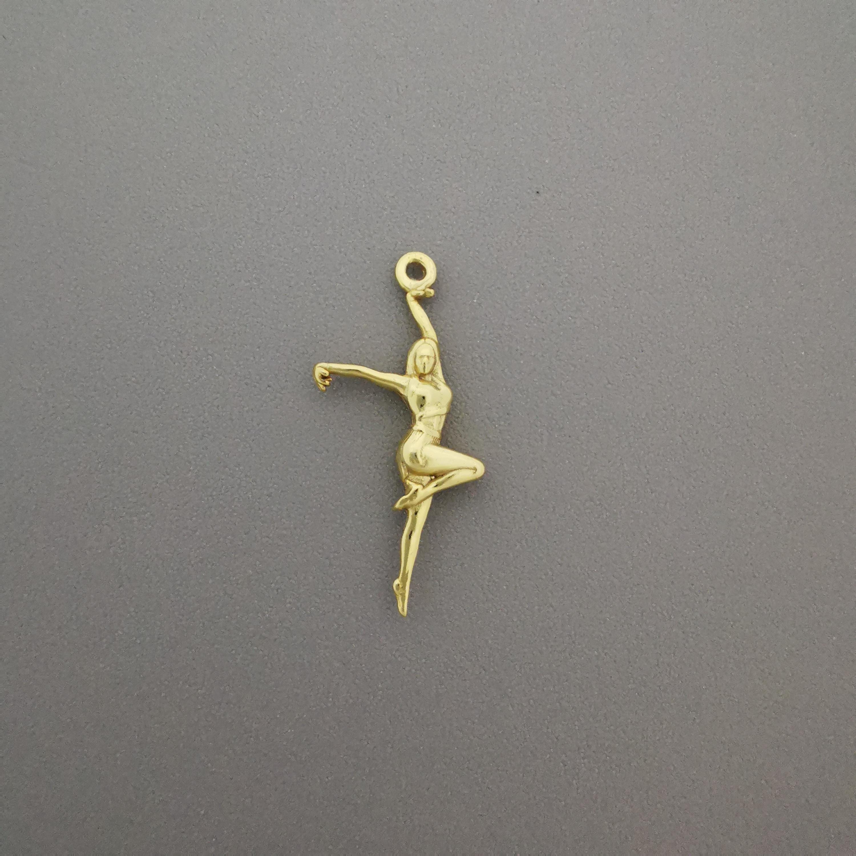 Танцьорка – Дамски спортен медальон с позлатено покритие 925 – Ръчно изработено спортно бижу – Идеален подарък за жена, фенка на спортните танци – SSJ