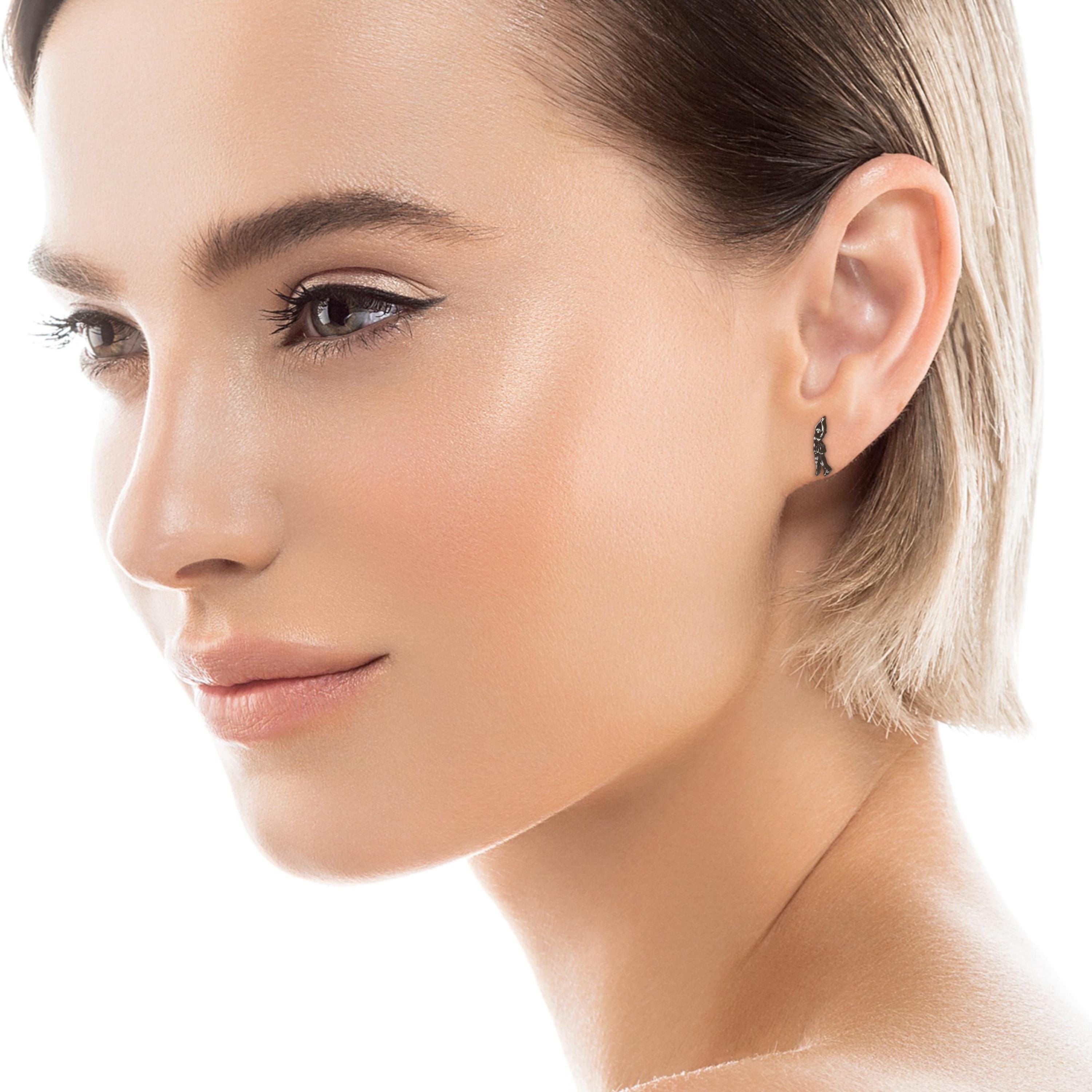 Фигурно пързаляне – Дамски обеци от сребро 925 с винтидж покритие – Ръчно изработени спортни бижута – Идеален подарък за жена, фенка на фигурното пързаляне – SSJ