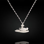 Плувец (бътерфлай) – Мъжки спортен медальон от сребро 925 с класическо покритие – Ръчно изработено спортно бижу – Идеален подарък за мъж, фен на плуването – SSJ