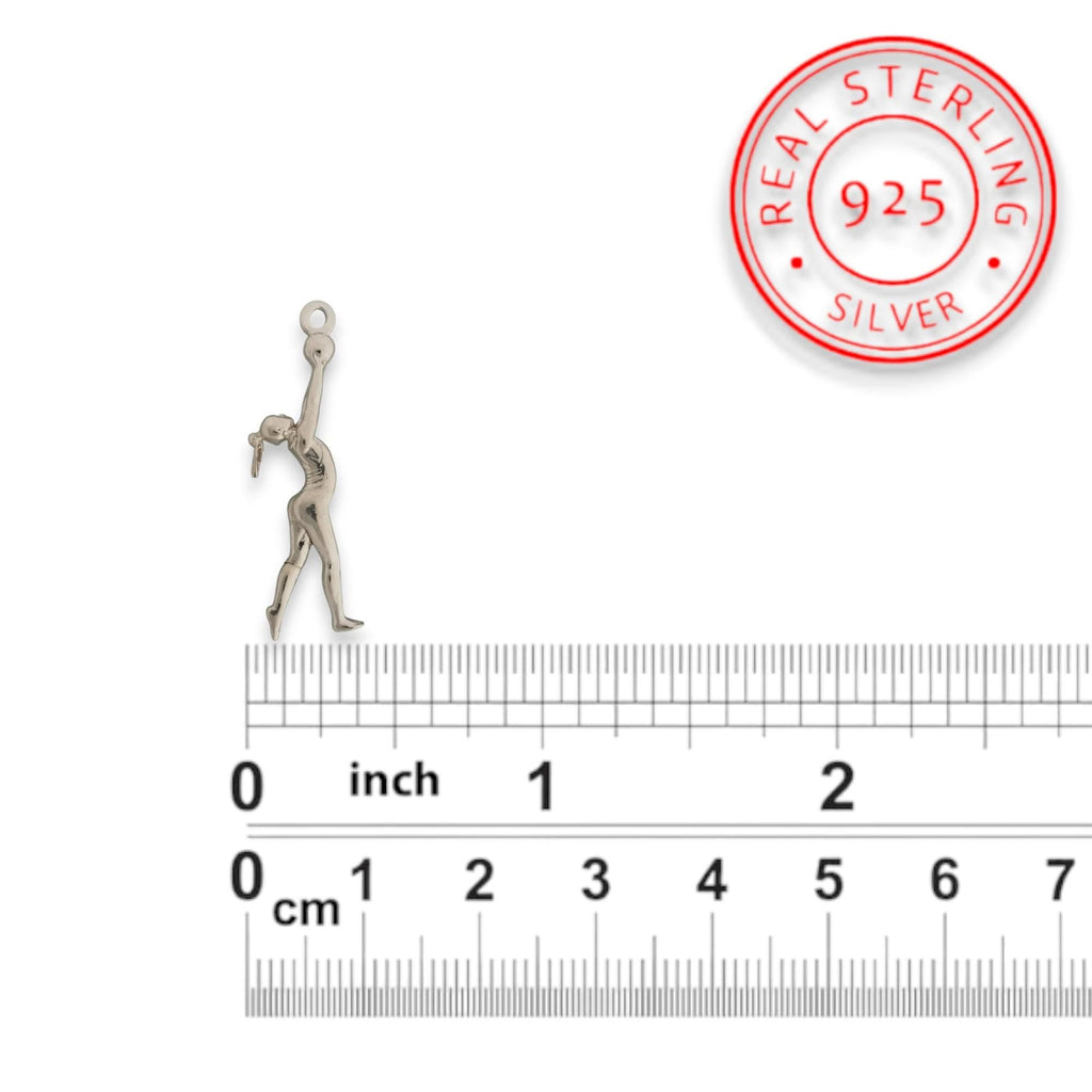 Художествена гимнастика (съчетание с топка) – Дамски спортен медальон от сребро 925 в класическо сребро – Ръчно изработено спортно бижу – Идеален подарък за жена, фенка на художествената гимнастика – SSJ
