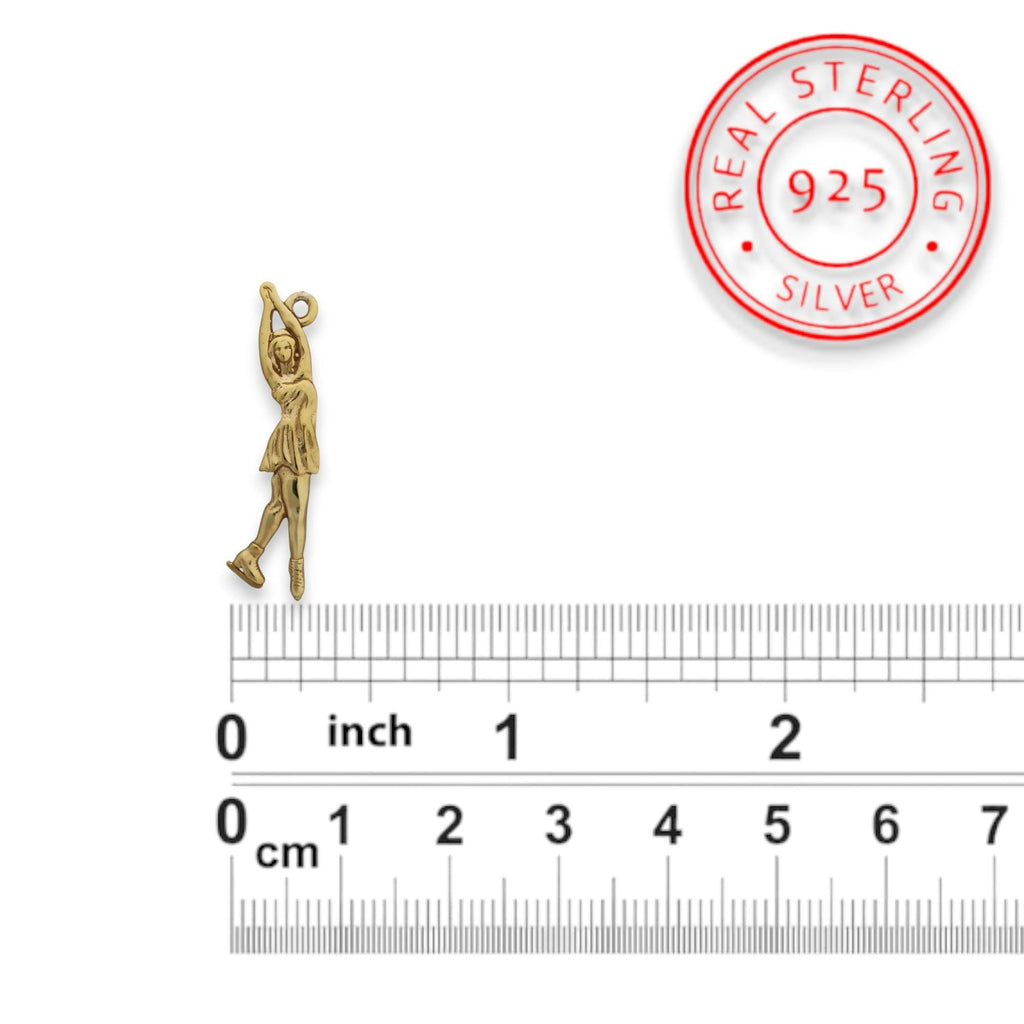 Фигурно пързаляне – Дамски спортен медальон от сребро 925 с позлатено покритие – Ръчно изработено спортно бижу – Идеален подарък за жена, фенка на фигурното пързаляне – SSJ