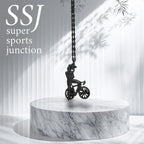 Колоездач – Мъжки спортен медальон с оксидирано покритие – Сребро 925 – Ръчно изработено бижу/талисман – Идеален подарък за Велосипедист – SSJ