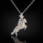 Solid 925 sterling silver equestrian pendant – handcrafted in the EU, perfect for birthdays, graduations, or meaningful milestones in the riding arena.

This elegant pendant captures the harmony, power, and grace of a horse and rider in classical motion. Inspired by the noble traditions of dressage and haute école, it reflects discipline, passion, and timeless equestrian beauty.