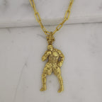 Боксьор – Мъжки спортен медальон за бойци, боксьори и MMA атлети от сребро 925 с позлатено покритие – Ръчно изработено бижу талисман за бойни изкуства – SSJ