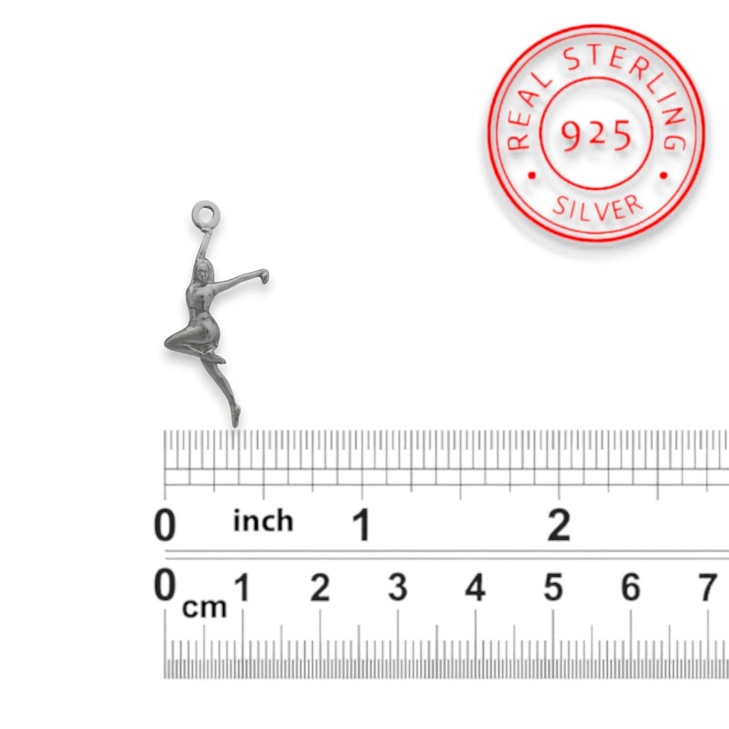 Танцьорка – Дамски спортен медальон в класическо сребро 925 – Ръчно изработено спортно бижу – Идеален подарък за жена, фенка на спортните танци – SSJ