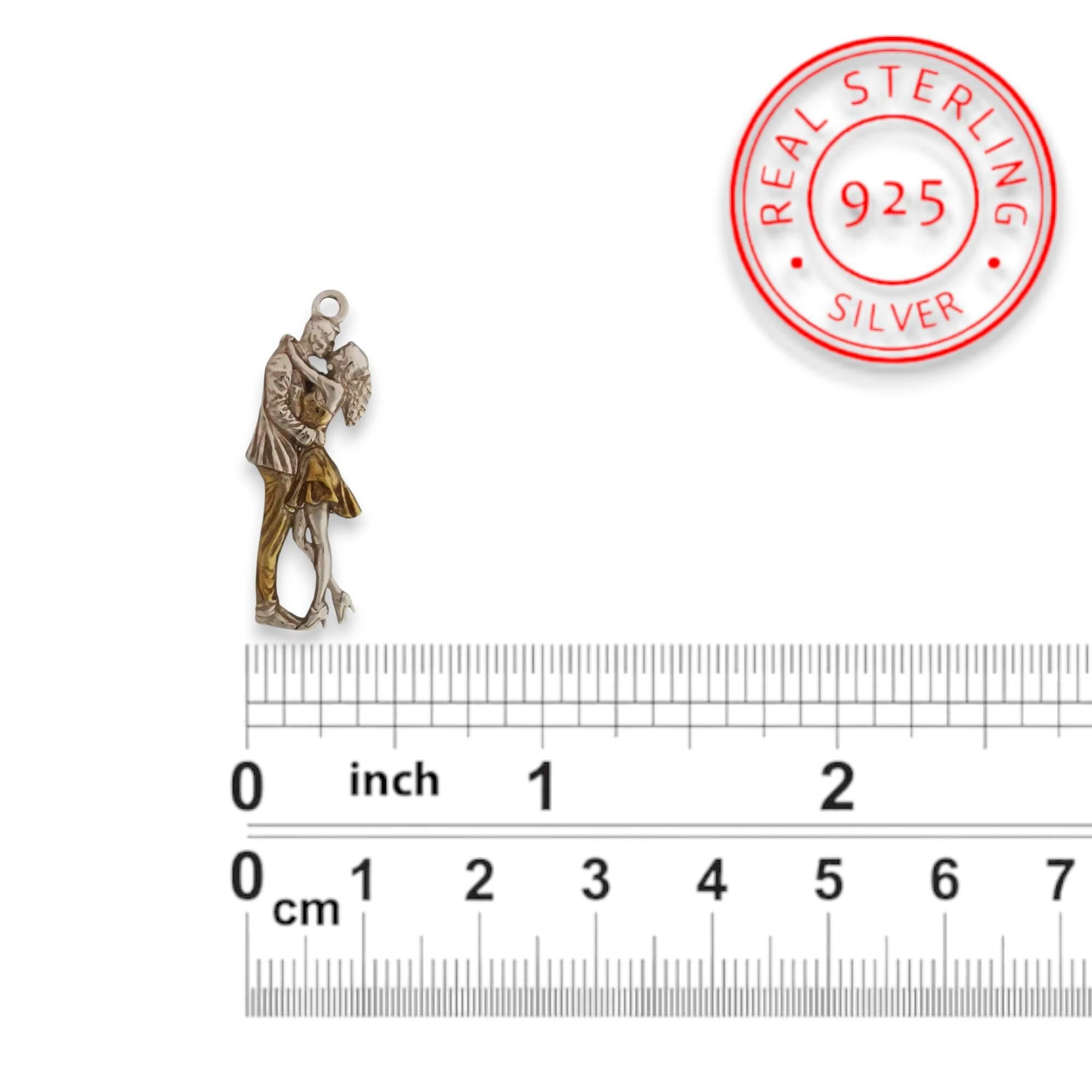 Танго – Унисекс спортен медальон с частично позлатено покритие – Сребро 925 – Ръчно изработено спортно бижу – Идеален подарък за жена, фенка на тангото – SSJ