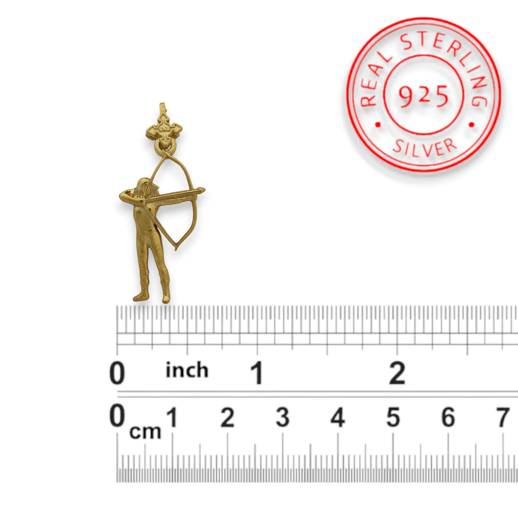 Стрелба с лък – Дамски спортен медальон от сребро 925 с позлатено покритие – Ръчно изработено спортно бижу – Идеален подарък за жена, фенка на стрелбата с лък – SSJ