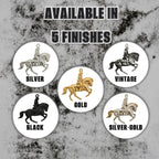 Конен спорт – Мъжки медальон „Ездач“ (обездка) – Класическо сребро 925 – Ръчно изработено бижу/талисман – Идеален подарък за мъж – SSJ