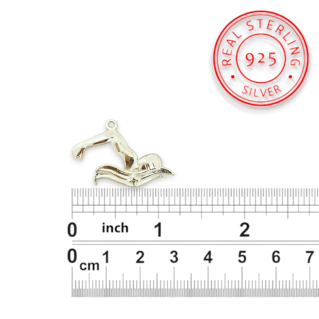 Плувец (кроул) – Мъжки спортен медальон от сребро 925 с класическо покритие – Ръчно изработено спортно бижу – Идеален подарък за мъж, фен на плуването – SSJ