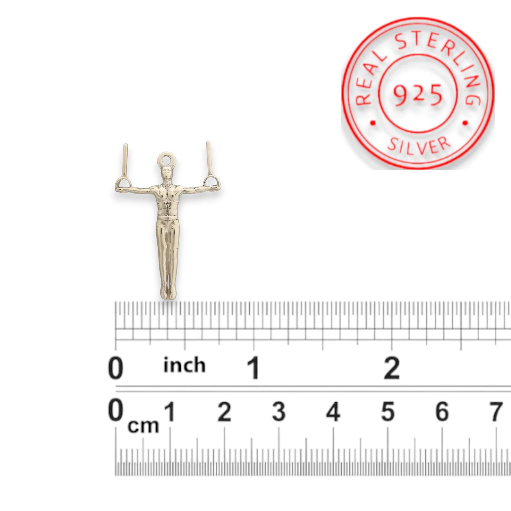 Мъжки спортен медальон от сребро 925 – Талисман за гимнастици и спортисти – Ръчно изработено бижу в класическо полирано покритие – Идеален подарък за спортист, треньор или фен – SSJ