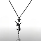 Pole Dance (Танци на пилон) – Дамски спортен медальон от сребро 925 с оксидирано покритие – Ръчно изработено спортно бижу – Идеален подарък за жена, фенка на гимнастиката – SSJ