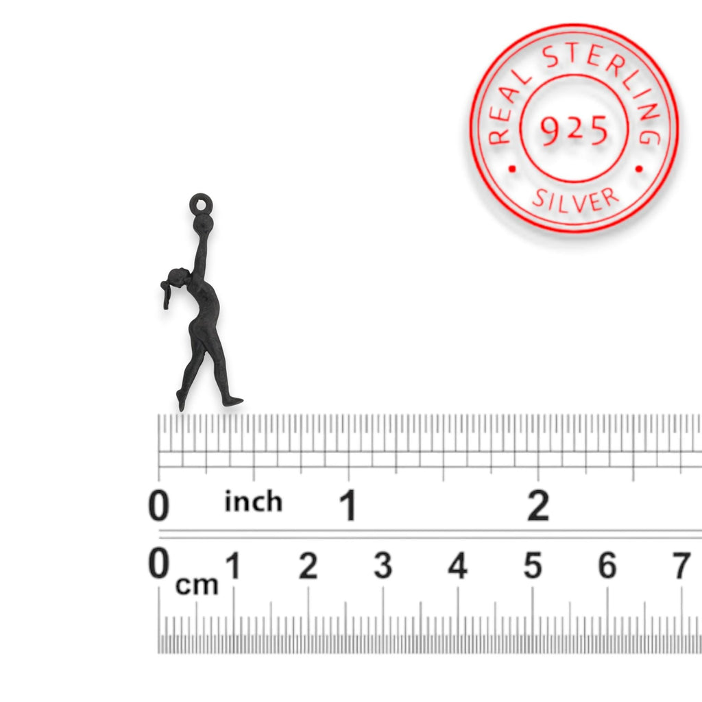 Художествена гимнастика (съчетание с топка) – Дамски спортен медальон от сребро 925 с оксидирано покритие – Ръчно изработено спортно бижу – Идеален подарък за жена, фенка на художествената гимнастика – SSJ