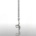 Pole Dance (Танци на пилон) – Дамски спортен медальон от сребро 925 в класическо сребро – Ръчно изработено спортно бижу – Идеален подарък за жена, фенка на гимнастиката – SSJ