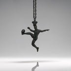 Футболист (воле) – Мъжки спортен медальон от сребро 925 с оксидирано покритие – Ръчно изработено спортно бижу – Идеален подарък за мъж, фен на футбола – SSJ