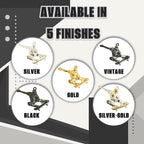 Скейтбордист (скок) – Мъжки спортен медальон от сребро 925 с позлатено покритие – Ръчно изработено спортно бижу – Идеален подарък за мъж, фен на скейтборда – SSJ