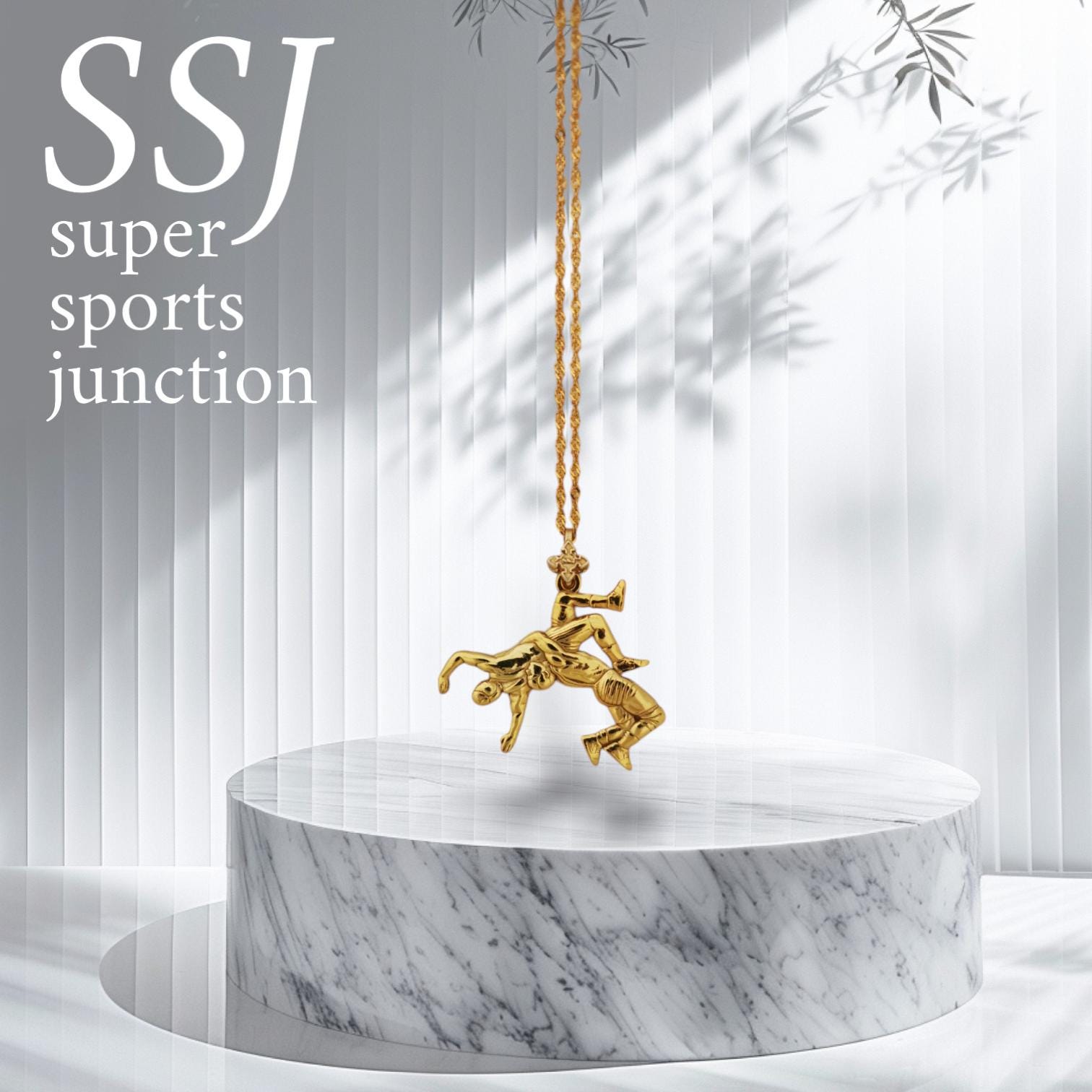 Борба – Мъжки спортен медальон от сребро 925 с позлатено покритие – Ръчно изработено бижу талисман за борци, треньори и фенове на бойните изкуства – SSJ