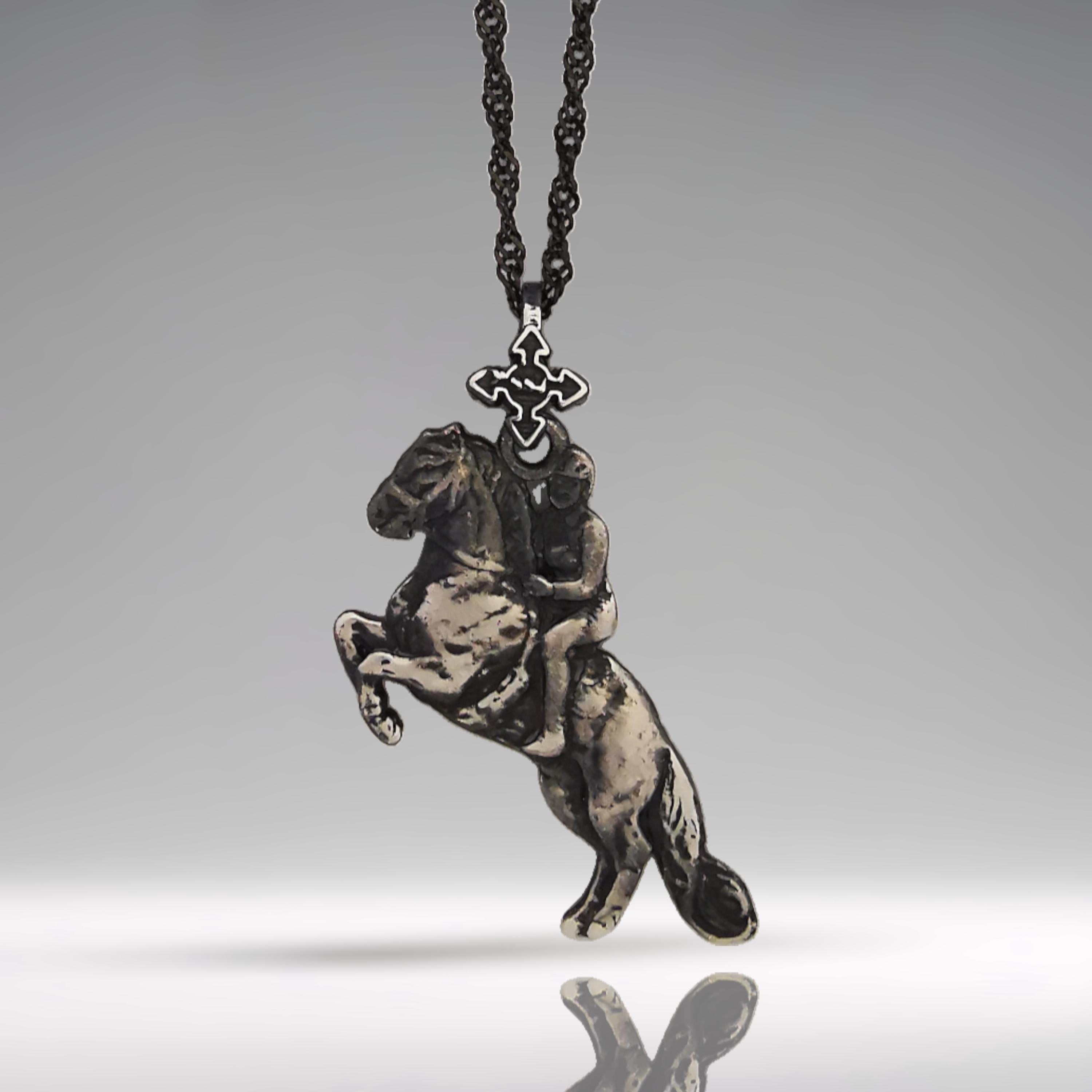 Vintage-style 925 sterling silver equestrian pendant – handcrafted in the EU, a refined gift for anyone who appreciates horsemanship, timeless tradition, and meaningful design.

Crafted with an antique-inspired patina, this pendant features a rearing horse and rider in dynamic motion. Rugged yet elegant, it’s a tribute to classical riding and the enduring spirit of those who live for the saddle.