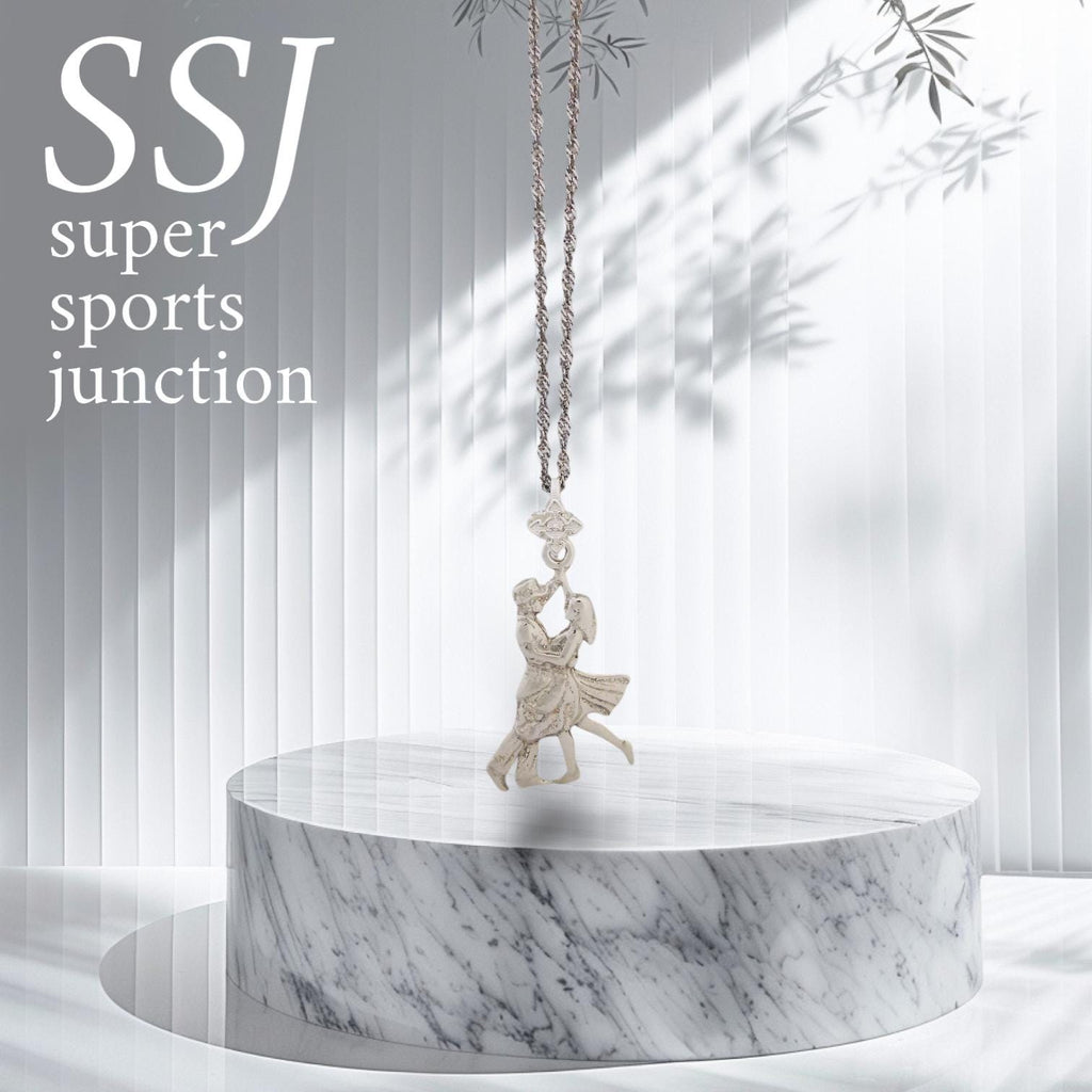 Латино танци – Унисекс спортен медальон от сребро 925 в класическо сребро – Ръчно изработено спортно бижу – Идеален подарък за жена, фенка на спортните танци – SSJ