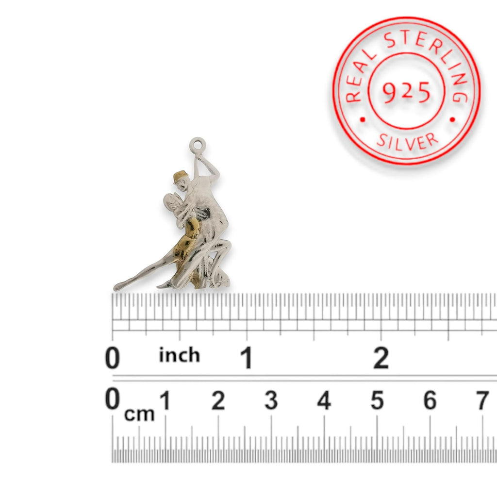 Аржентинско танго – Унисекс спортен медальон от сребро 925 с частично позлатено покритие – Ръчно изработено спортно бижу – Идеален подарък за жена, фенка на спортните танци – SSJ