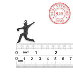 Бейзбол – Мъжки спортен медальон за бейзболист питчър от сребро 925 с оксидирано черно покритие – Ръчно изработено бижу талисман – Идеален подарък за спортисти, треньори и фенове – SSJ