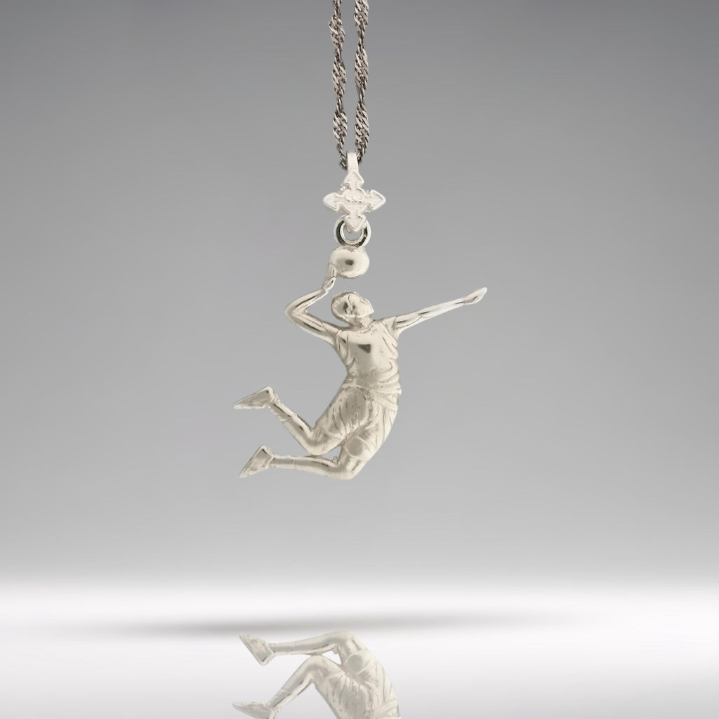 Волейболист – Мъжки спортен медальон от класическо сребро 925 – Ръчно изработено бижу/талисман – Идеален подарък – SSJ