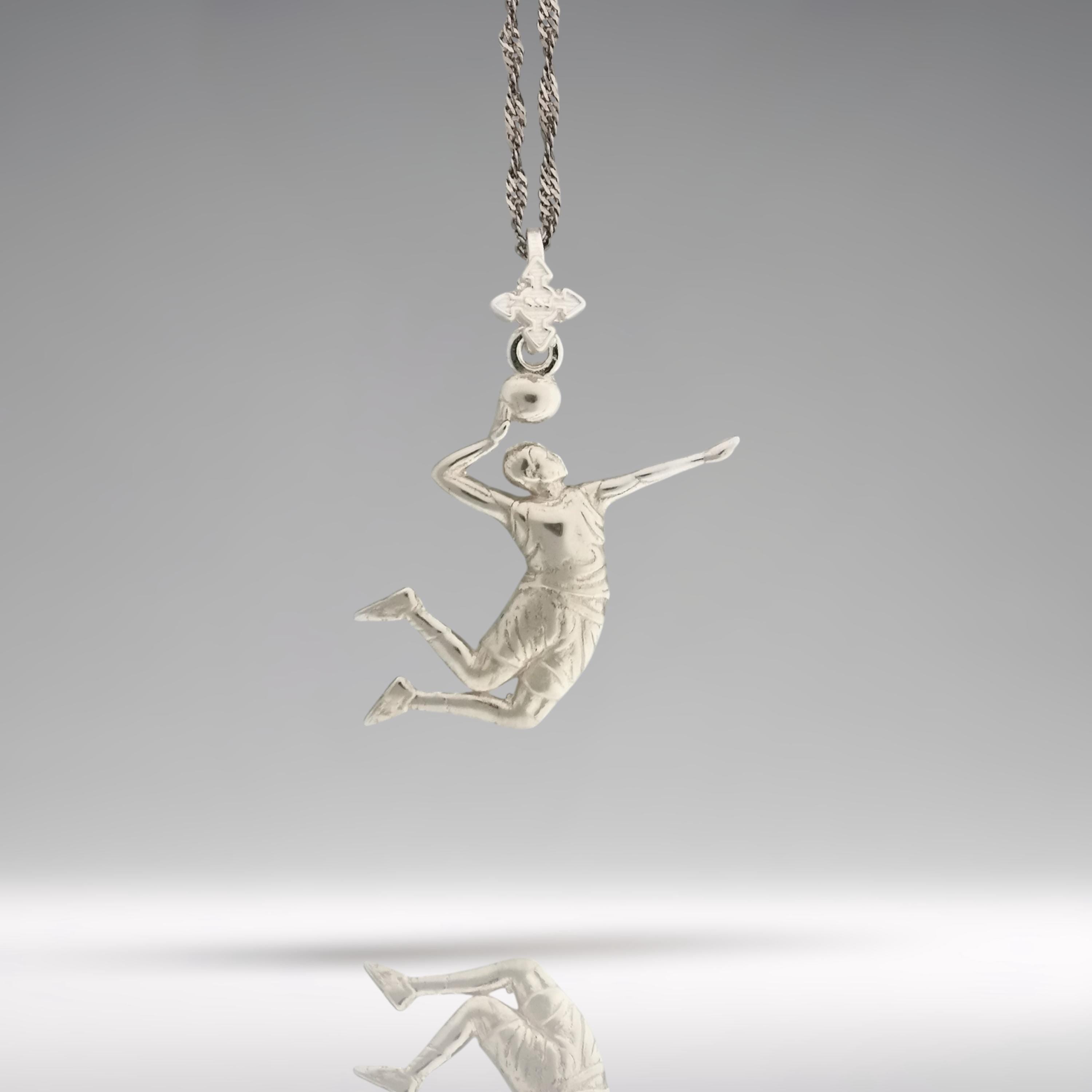 Волейболист – Мъжки спортен медальон от класическо сребро 925 – Ръчно изработено бижу/талисман – Идеален подарък – SSJ