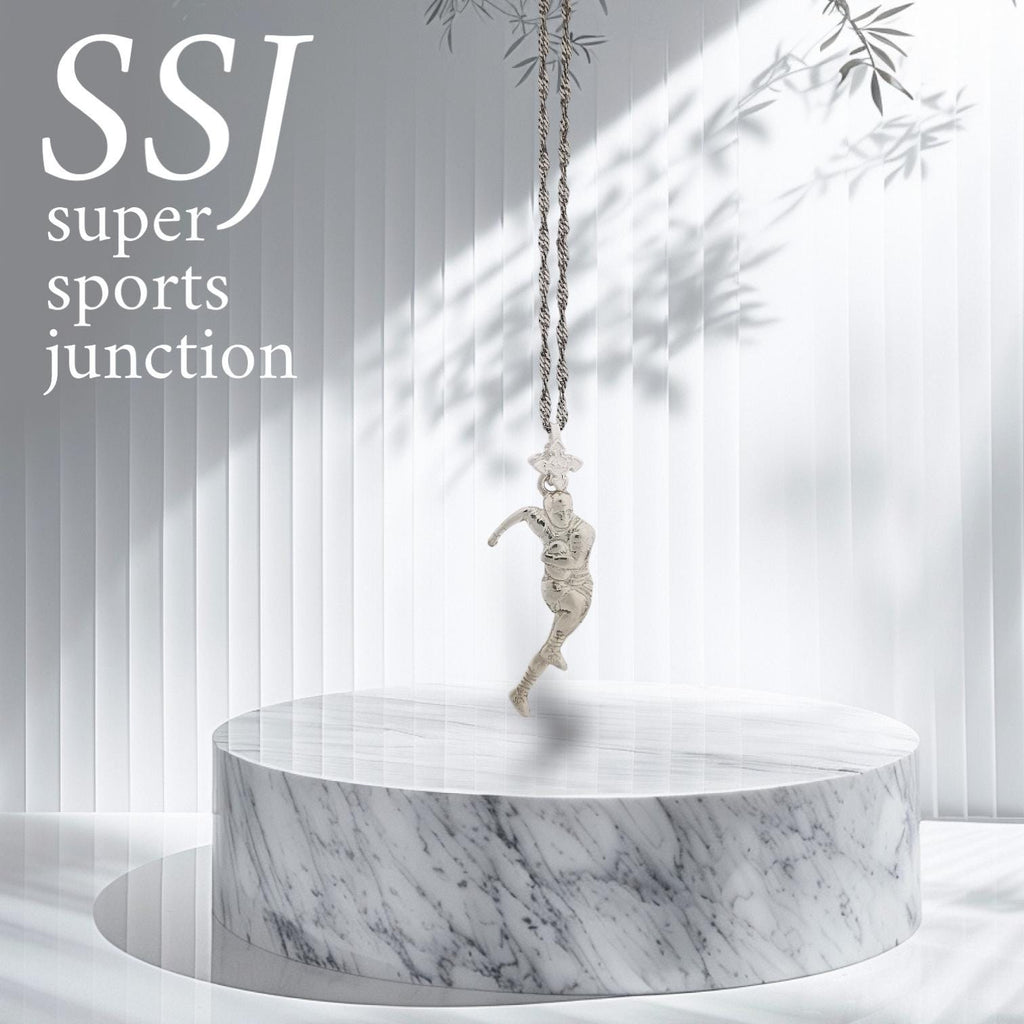 Ръгби – Мъжки спортен медальон от сребро 925 в класическо сребро – Ръчно изработено спортно бижу – Идеален подарък за мъж, фен на ръгбито – SSJ