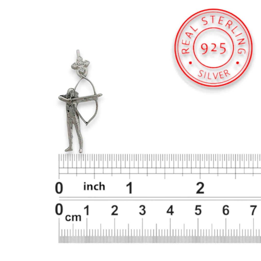 Стрелба с лък – Дамски спортен медальон от сребро 925 в класическо сребро – Ръчно изработено спортно бижу – Идеален подарък за жена, фенка на стрелбата с лък – SSJ