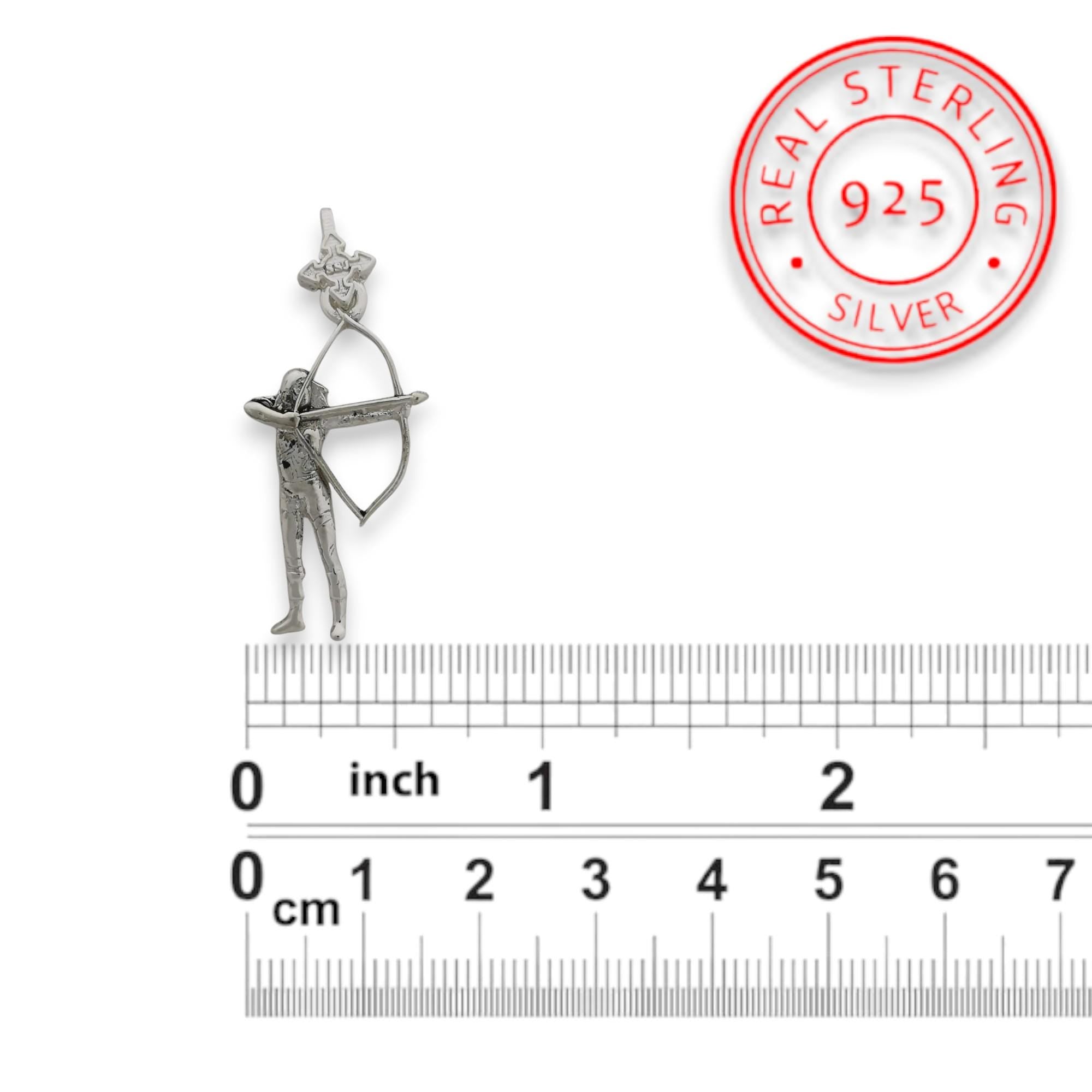 Стрелба с лък – Дамски спортен медальон от сребро 925 в класическо сребро – Ръчно изработено спортно бижу – Идеален подарък за жена, фенка на стрелбата с лък – SSJ