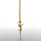 Pole Dance (Танци на пилон) – Дамски спортен медальон от сребро 925 с позлатено покритие – Ръчно изработено спортно бижу – Идеален подарък за жена, фенка на гимнастиката – SSJ