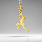 Баскетбол – Мъжки спортен медальон от сребро 925 с позлатено покритие – Ръчно изработено бижу талисман за баскетболисти и фенове – Идеален подарък за спортист, треньор или почитател – SSJ