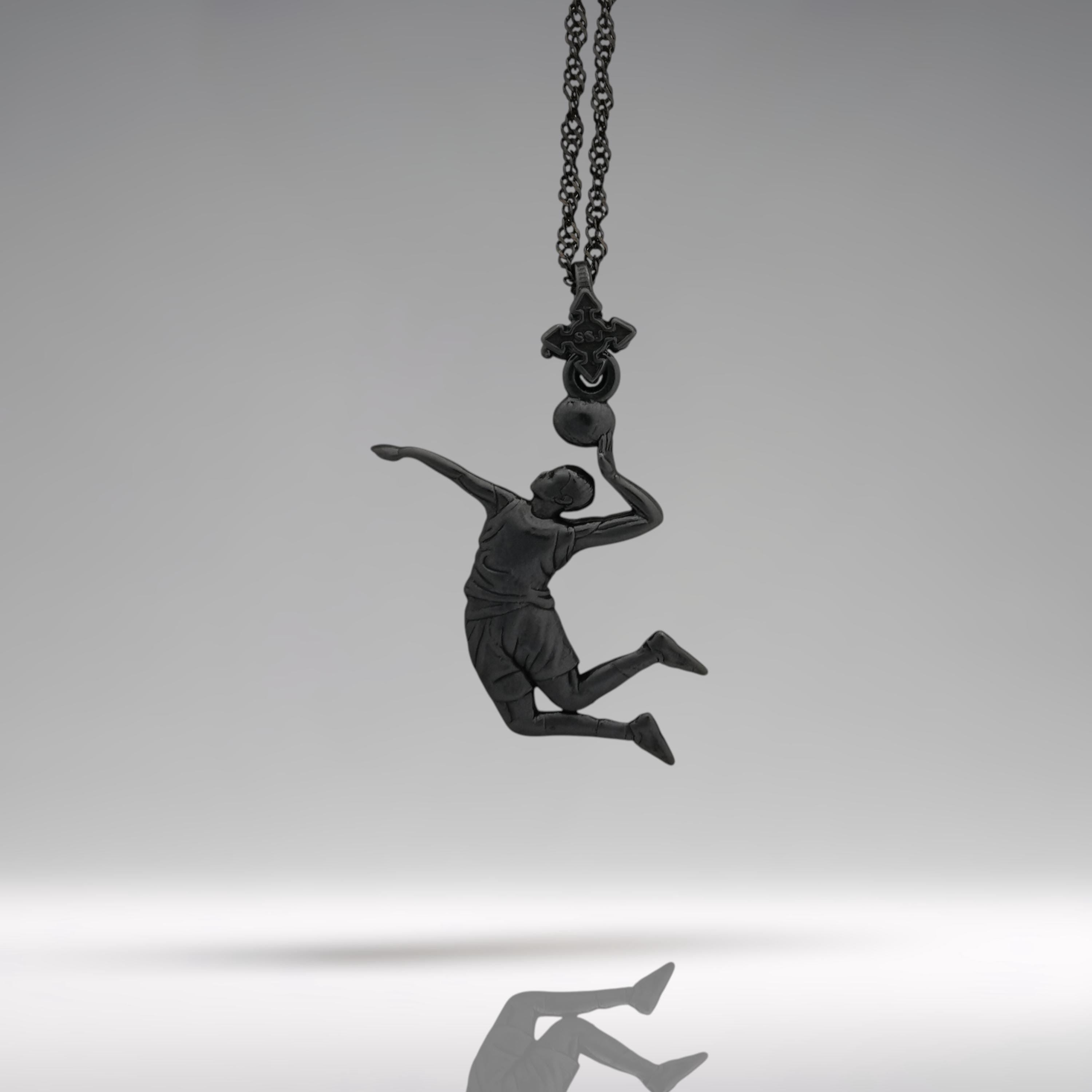 Волейболист – Мъжки спортен медальон от сребро 925 (оксидирано) – Ръчно изработено бижу – Талисман – Идеален подарък за спортист, треньор или фен – SSJ