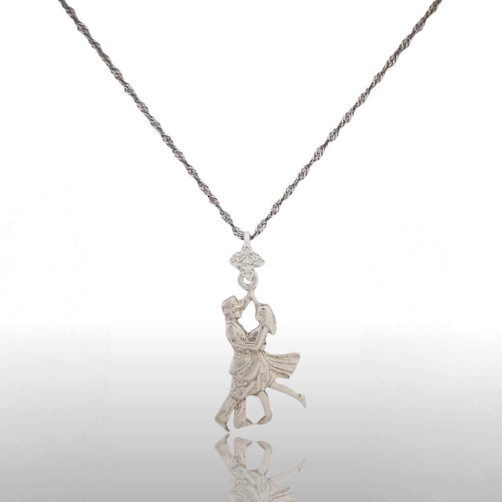 Латино танци – Унисекс спортен медальон от сребро 925 в класическо сребро – Ръчно изработено спортно бижу – Идеален подарък за жена, фенка на спортните танци – SSJ