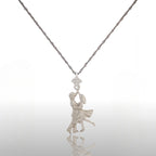 Латино танци – Унисекс спортен медальон от сребро 925 в класическо сребро – Ръчно изработено спортно бижу – Идеален подарък за жена, фенка на спортните танци – SSJ