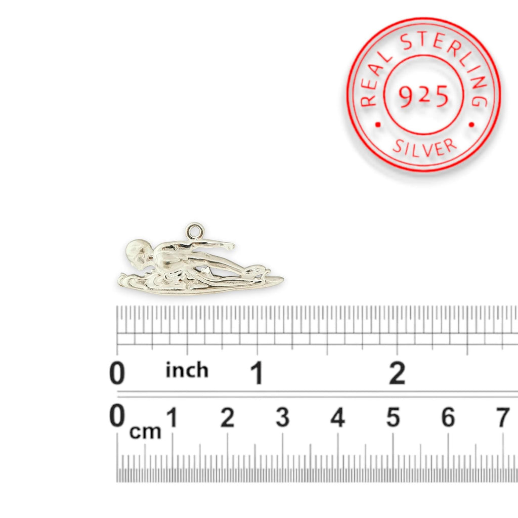 Плувец (бътерфлай) – Мъжки спортен медальон от сребро 925 с класическо покритие – Ръчно изработено спортно бижу – Идеален подарък за мъж, фен на плуването – SSJ