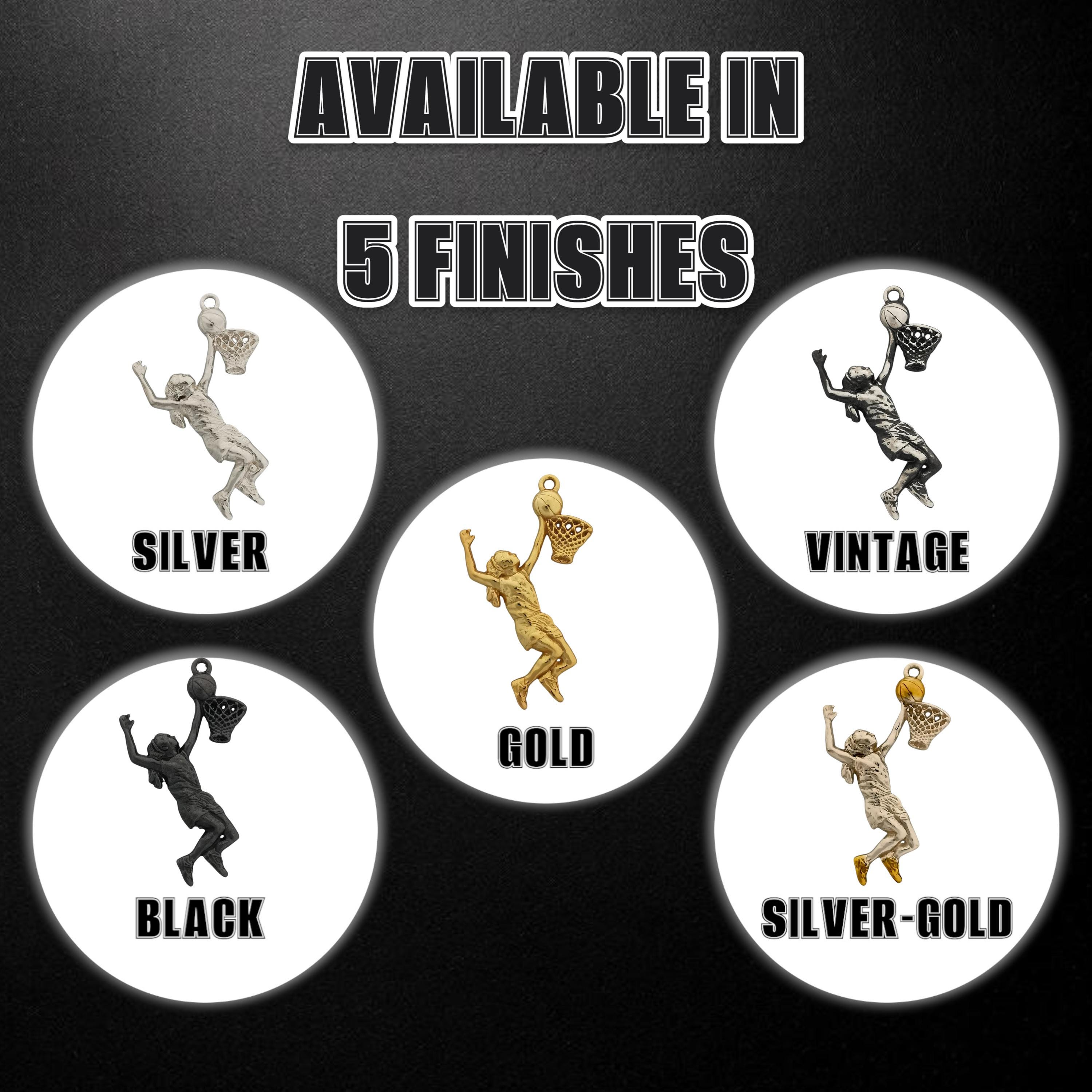 Баскетбол – Женски спортен медальон от сребро 925 с позлатено покритие – Ръчно изработено бижу талисман за баскетболистки и фенки на спорта – Идеален подарък за спортист, треньор или почитател – SSJ